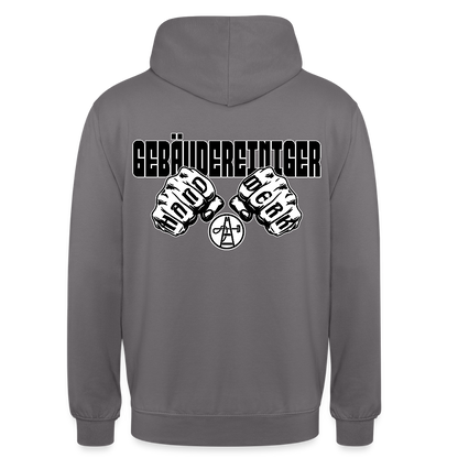 Unisex Hoodie "Gebäudereiniger" (beidseitig bedruckt) - Mittelgrau