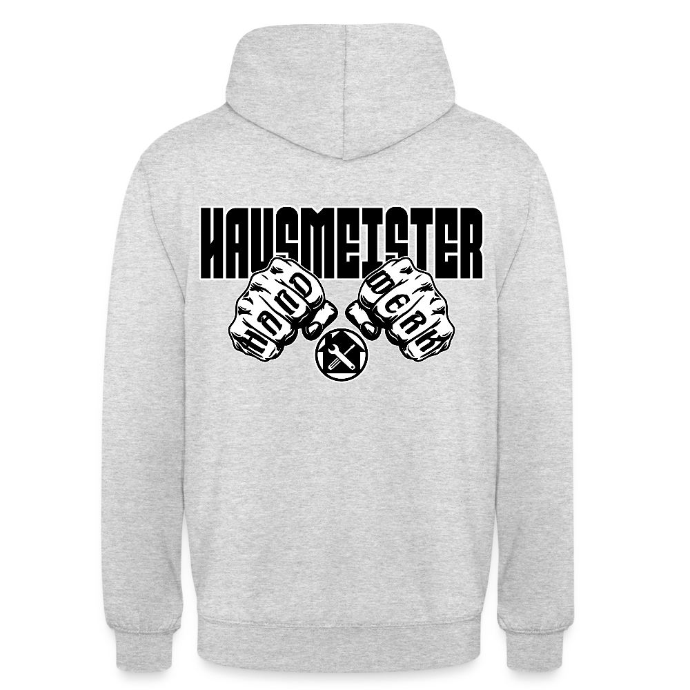 Unisex Hoodie "Hausmeister" (beidseitig bedruckt) Hellgrau meliert Unisex Hoodie