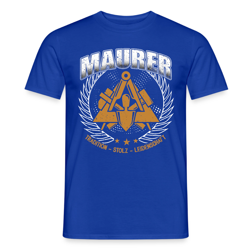 Unisex Maurer T-Shirt von Spreadconnect, bequemes Männer T-Shirt mit traditionellem Design und rotem Maurer-Logo.