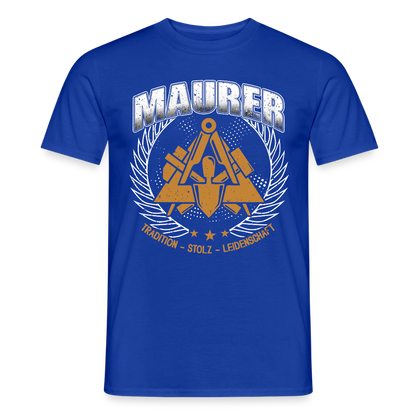 Unisex Maurer T-Shirt von Spreadconnect, bequemes Männer T-Shirt mit traditionellem Design und rotem Maurer-Logo.