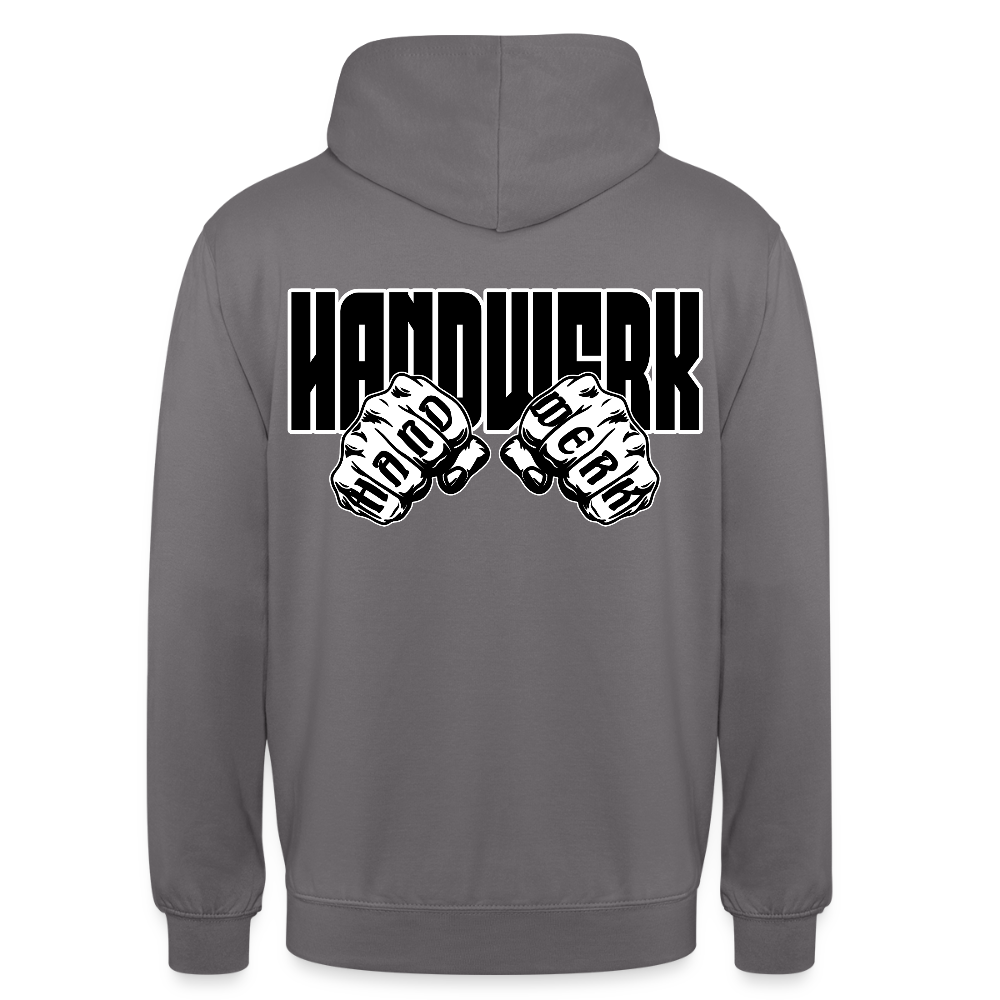 Unisex Hoodie "Handwerk" (beidseitig bedruckt) Mittelgrau Unisex Hoodie