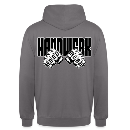 Unisex Hoodie "Handwerk" (beidseitig bedruckt) Mittelgrau Unisex Hoodie