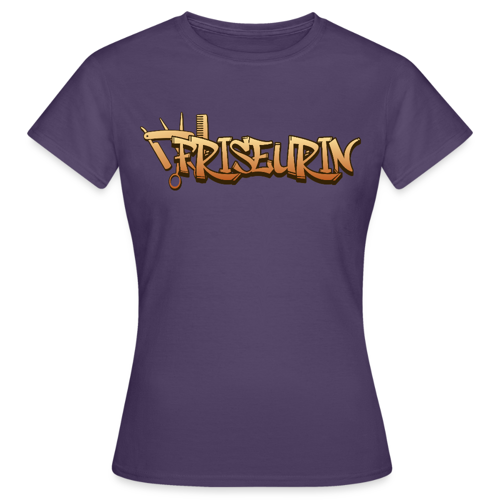 Frauen T-Shirt "Friseurin" Dunkellila Frauen T-Shirt