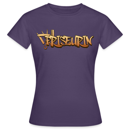 Frauen T-Shirt "Friseurin" Dunkellila Frauen T-Shirt