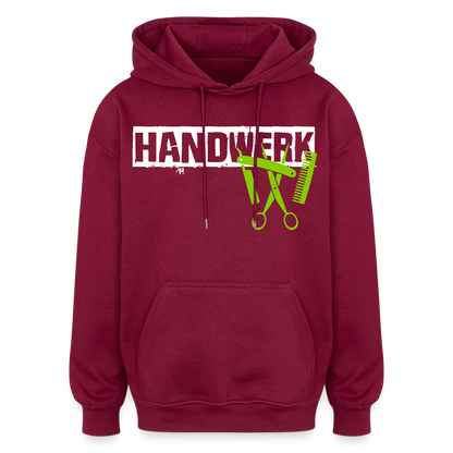 Oversized Unisex Hoodie "Friseur" Burgunderrot Oversized Unisex Hoodie