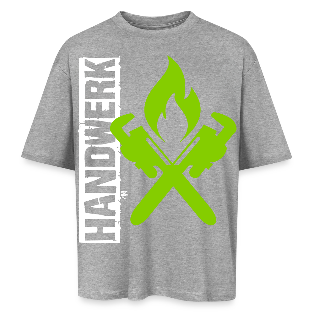 Oversized Unisex T-Shirt "Heizungsbauer" Grau meliert Oversized Unisex T-Shirt