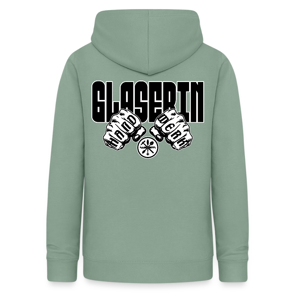Frauen Hoodie "Glaserin" (beidseitig beruckt) Graugrün Frauen Hoodie