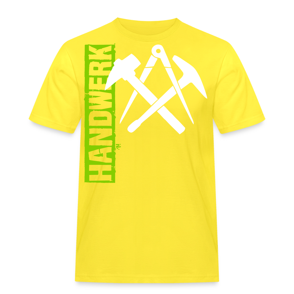 Unisex Workwear T-Shirt "Dachdecker" Gelb Männer Workwear T-Shirt