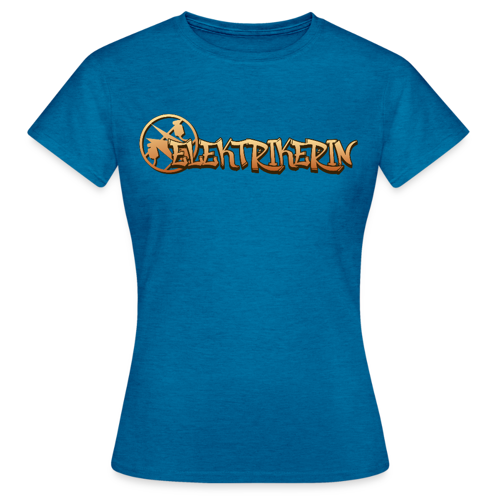 Frauen T-Shirt "Elektikerin" Antikblaues Saphir meliert Frauen T-Shirt