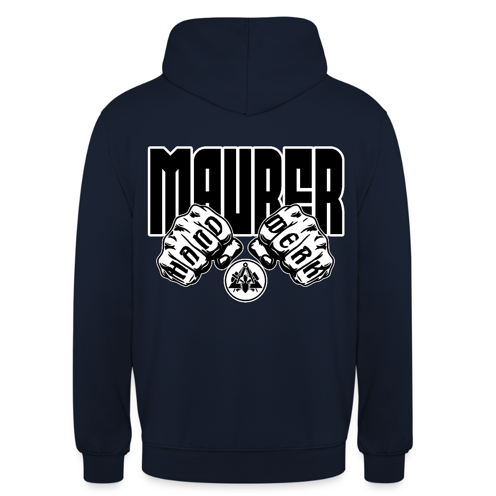 Unisex Hoodie "Maurer" (beidseitig bedruckt) Navy Unisex Hoodie