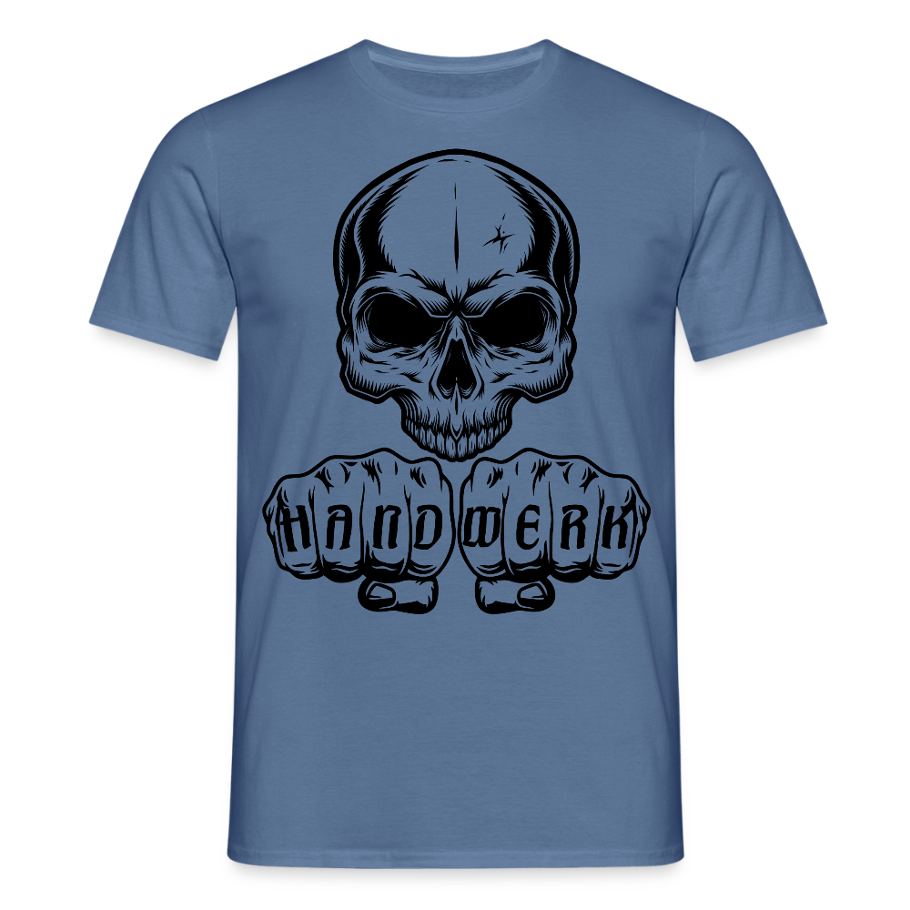 Unisex T-Shirt "Skull-Handwerk" Taubenblau Männer T-Shirt