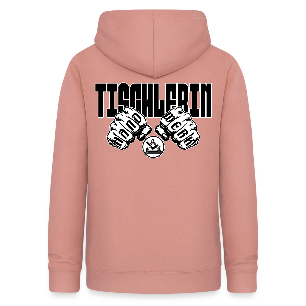 Frauen Hoodie "Tischlerin" (beidseitig beruckt) Altrosa Frauen Hoodie