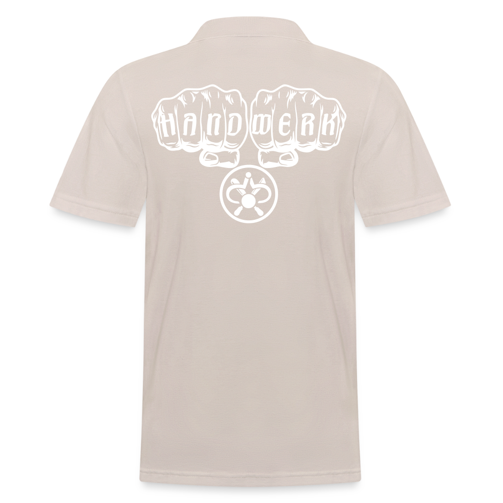 Männer Poloshirt "Drechsler" (hinten bedruckt) Beige Männer Poloshirt