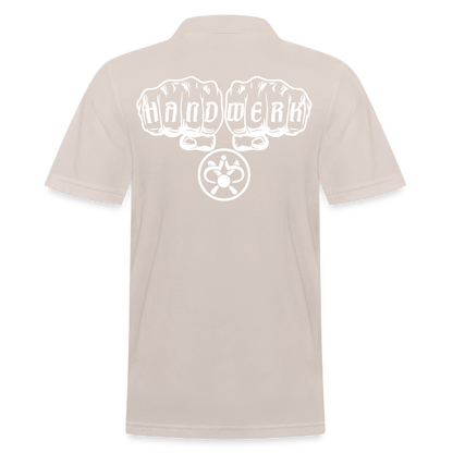 Männer Poloshirt "Drechsler" (hinten bedruckt) Beige Männer Poloshirt