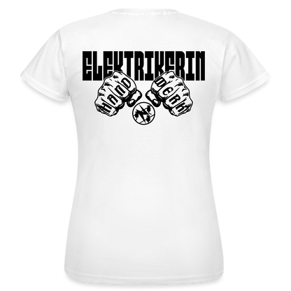 Frauen T-Shirt "Elektrikerin" (beidseitig bedruckt) Weiß Frauen T-Shirt