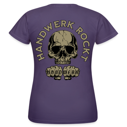 Frauen T-Shirt "Handwerk-Rockt" (beidseitig bedruckt) - Dunkellila