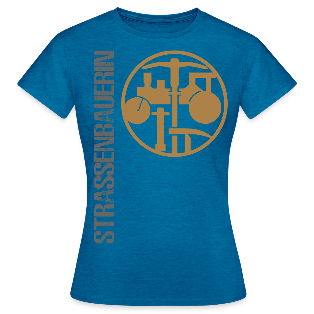 Frauen T-Shirt "Strassenbauerin" Antikblaues Saphir meliert Frauen T-Shirt