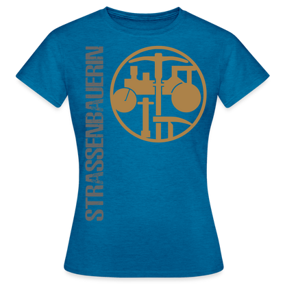 Frauen T-Shirt "Strassenbauerin" Antikblaues Saphir meliert Frauen T-Shirt