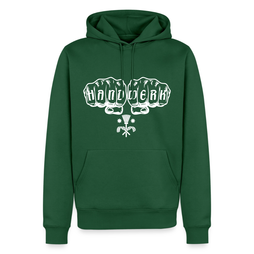 Männer Premium Hoodie "Schornsteinfeger" von Spreadconnect, bequemer schwarzer Kapuzenpullover mit Schornsteinfeger-Design.