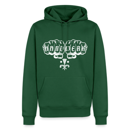 Männer Premium Hoodie "Schornsteinfeger" von Spreadconnect, bequemer schwarzer Kapuzenpullover mit Schornsteinfeger-Design.