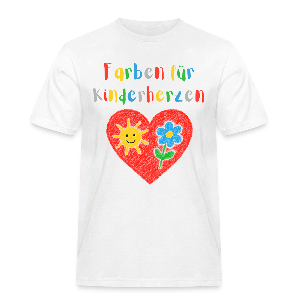 Unisex T-Shirt "Farben für Kinderherzen" Weiß Männer Workwear T-Shirt