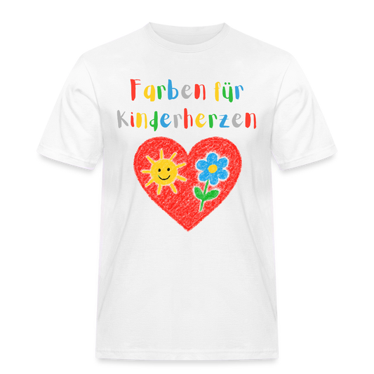 Unisex T-Shirt "Farben für Kinderherzen" Weiß Männer Workwear T-Shirt