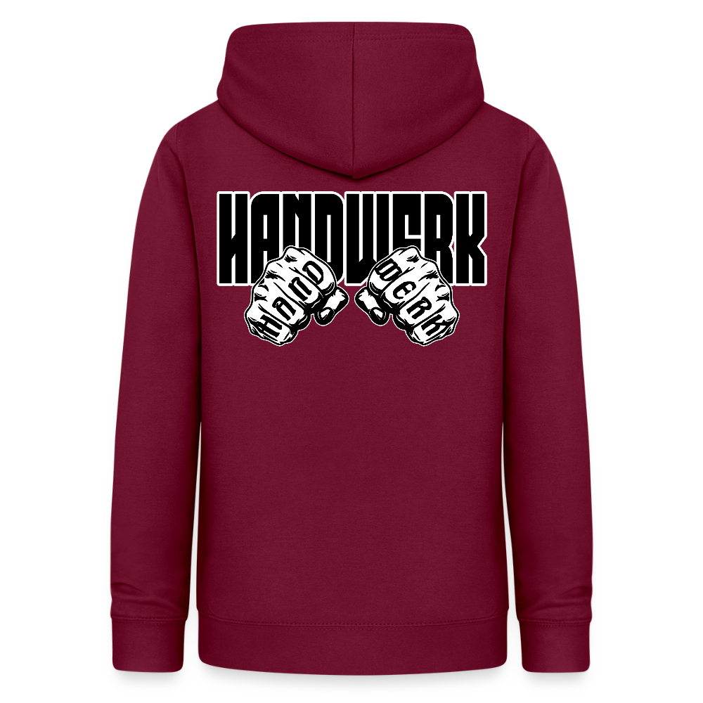 Frauen Hoodie "Handwerk" (beidseitig beruckt) Bordeaux Frauen Hoodie
