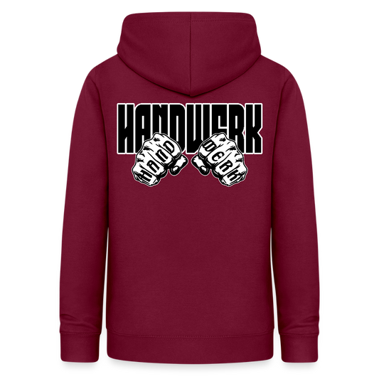Frauen Hoodie "Handwerk" (beidseitig beruckt) Bordeaux Frauen Hoodie