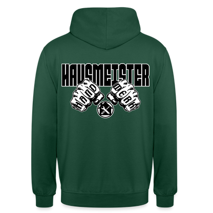 Unisex Hoodie "Hausmeister" (beidseitig bedruckt) Flaschengrün Unisex Hoodie