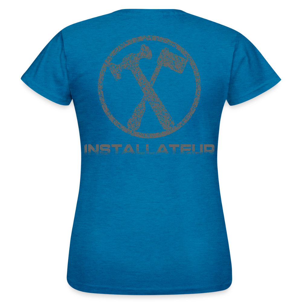 Frauen T-Shirt "Installateur" Antikblaues Saphir meliert Frauen T-Shirt