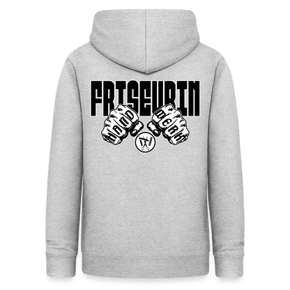 Frauen Hoodie "Friseurin" (beidseitig beruckt) Hellgrau meliert Frauen Hoodie