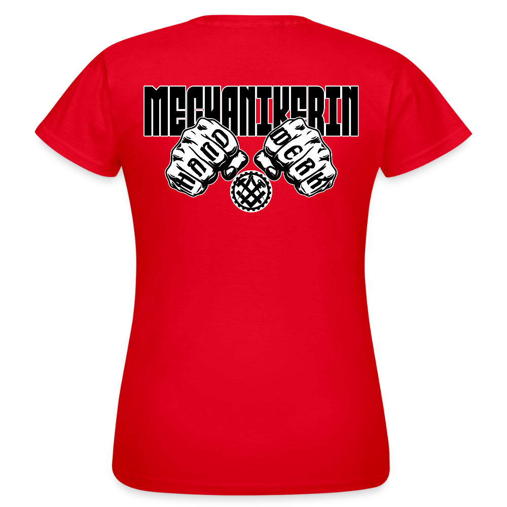 Frauen T-Shirt "Mechanikerin" (beidseitig bedruckt) Rot Frauen T-Shirt