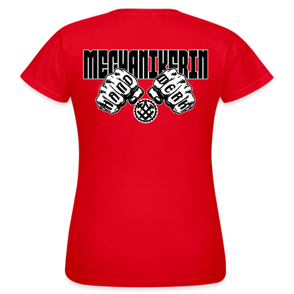 Frauen T-Shirt "Mechanikerin" (beidseitig bedruckt) Rot Frauen T-Shirt