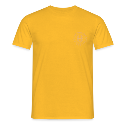 Unisex T-Shirt "Handwerk" (beidseitig bedruckt) Gelb Männer T-Shirt