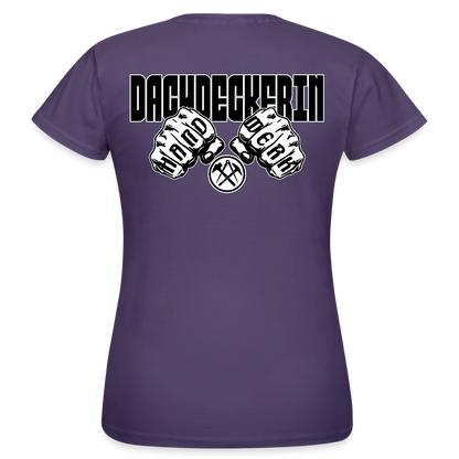 Frauen T-Shirt "Dachdeckerin" (beidseitig bedruckt) Dunkellila Frauen T-Shirt