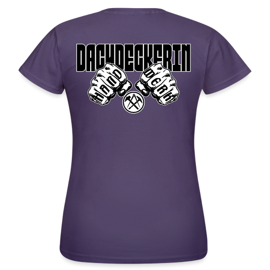 Frauen T-Shirt "Dachdeckerin" (beidseitig bedruckt) Dunkellila Frauen T-Shirt