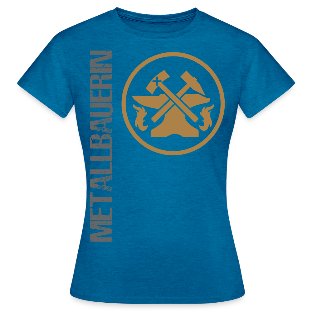 Frauen T-Shirt "Metallbauerin" Antikblaues Saphir meliert Frauen T-Shirt
