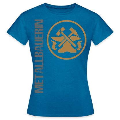 Frauen T-Shirt "Metallbauerin" Antikblaues Saphir meliert Frauen T-Shirt