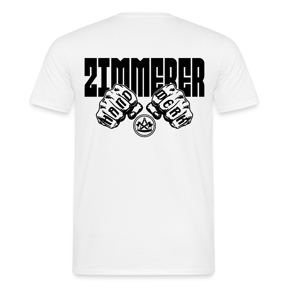 Unisex T-Shirt "Zimmerer" (beidseitig bedruckt) Weiß Männer T-Shirt