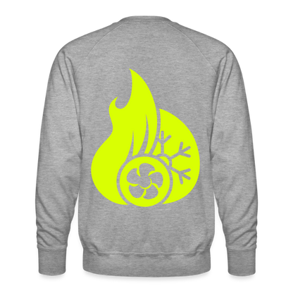 Unisex Premium Pullover "Klimatechniker" neongelb - Grau meliert