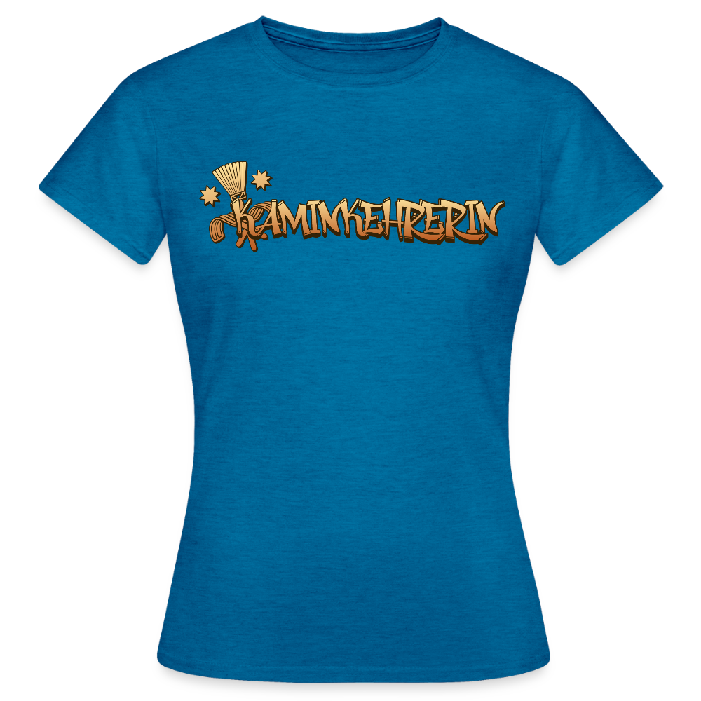 Frauen T-Shirt "Kaminkehrerin" Antikblaues Saphir meliert Frauen T-Shirt