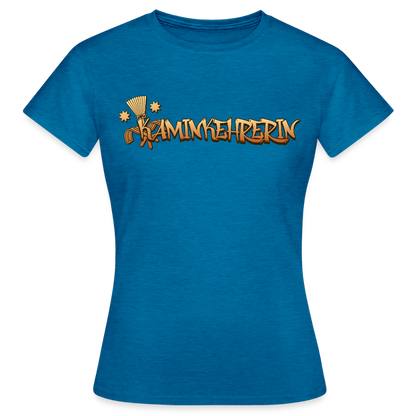 Frauen T-Shirt "Kaminkehrerin" Antikblaues Saphir meliert Frauen T-Shirt