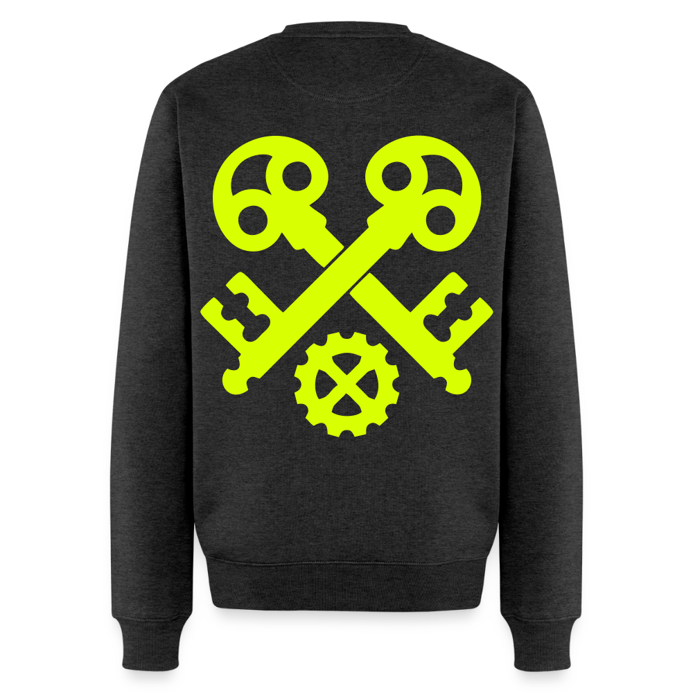 Unisex Premium Pullover "Schlosser" neongelb Anthrazit meliert Männer Premium Pullover