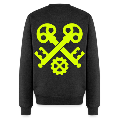 Unisex Premium Pullover "Schlosser" neongelb Anthrazit meliert Männer Premium Pullover