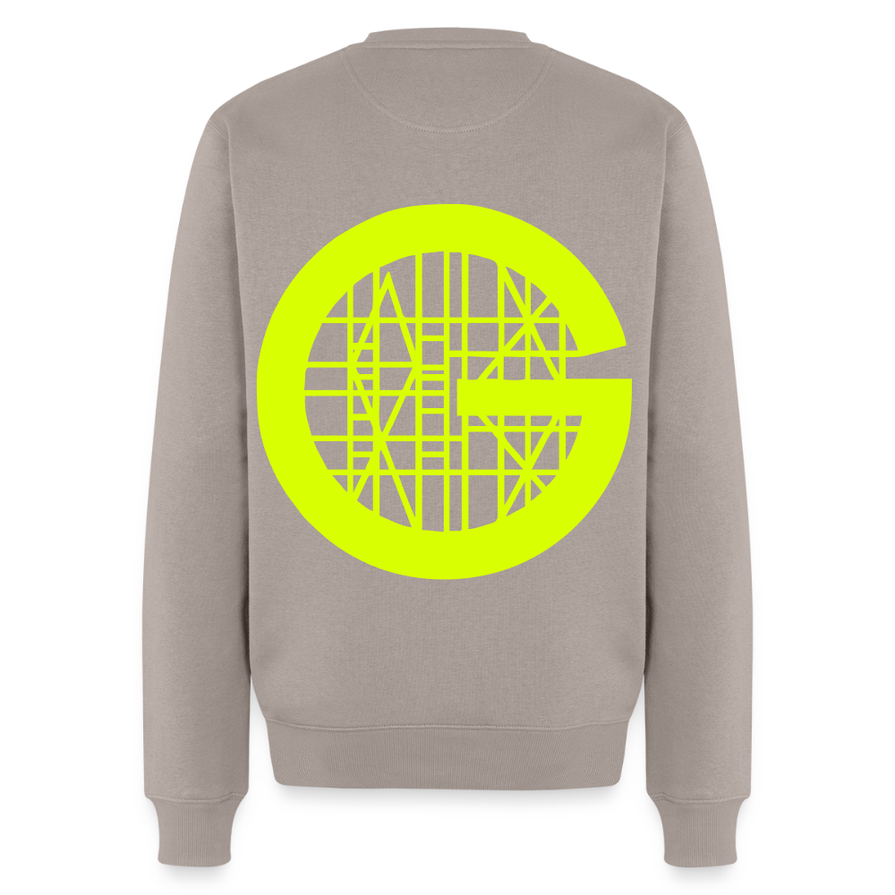 Unisex Premium Pullover "Gerüstbauer" neongelb - Taupe