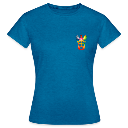 Frauen T-Shirt "Maler" (beidseitig bedruckt) - Antikblaues Saphir meliert