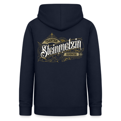 Frauen Hoodie "Steinmetzin" Nostalgie Handwerk Navy Frauen Hoodie