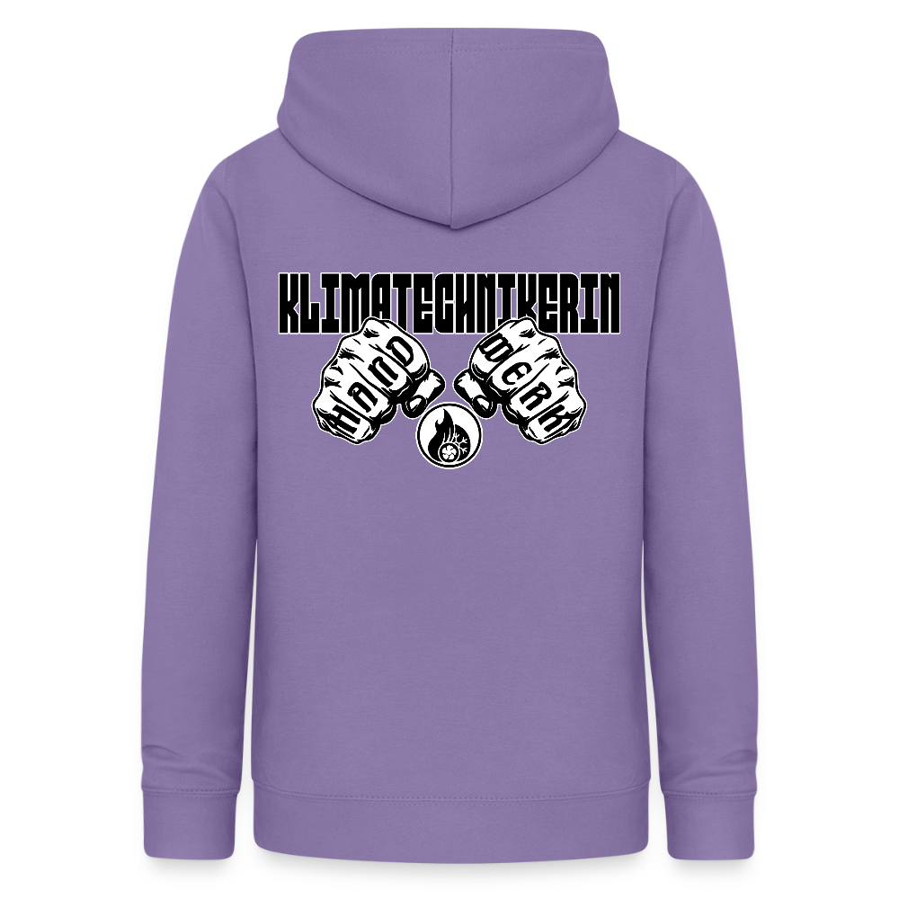 Frauen Hoodie "Klimatechnikerin" (beidseitig beruckt) Lavendel Frauen Hoodie