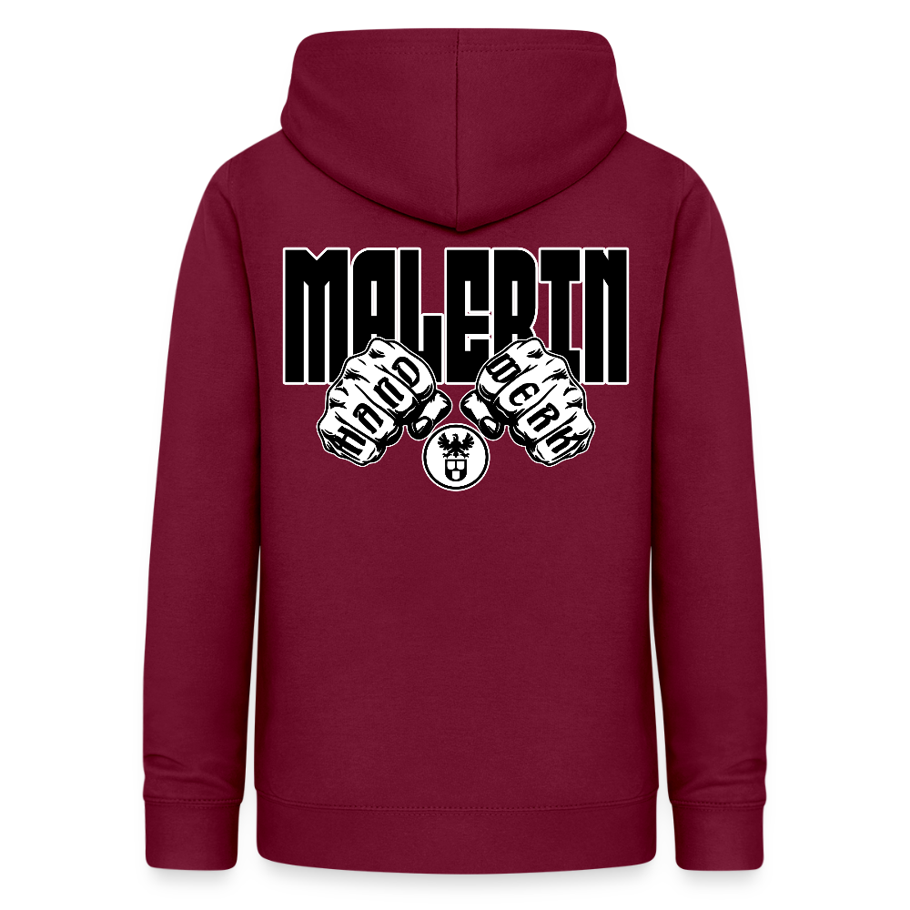 Frauen Hoodie "Malerin" (beidseitig beruckt) Bordeaux Frauen Hoodie