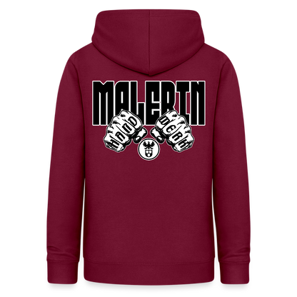 Frauen Hoodie "Malerin" (beidseitig beruckt) Bordeaux Frauen Hoodie